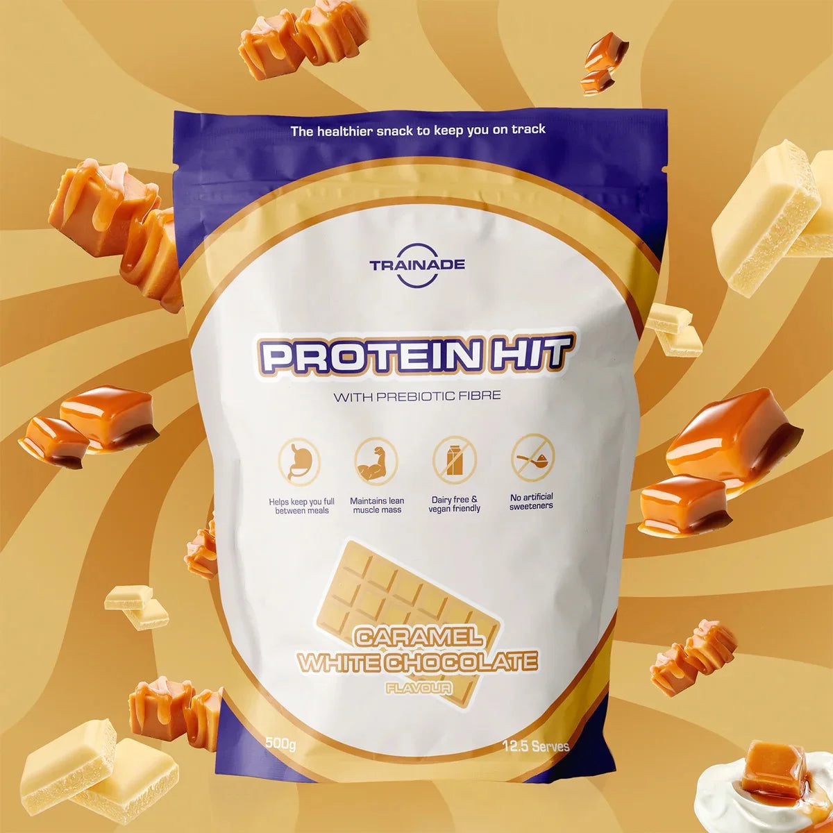 Trainade Caramel White Chocolate Protein Hit 500g