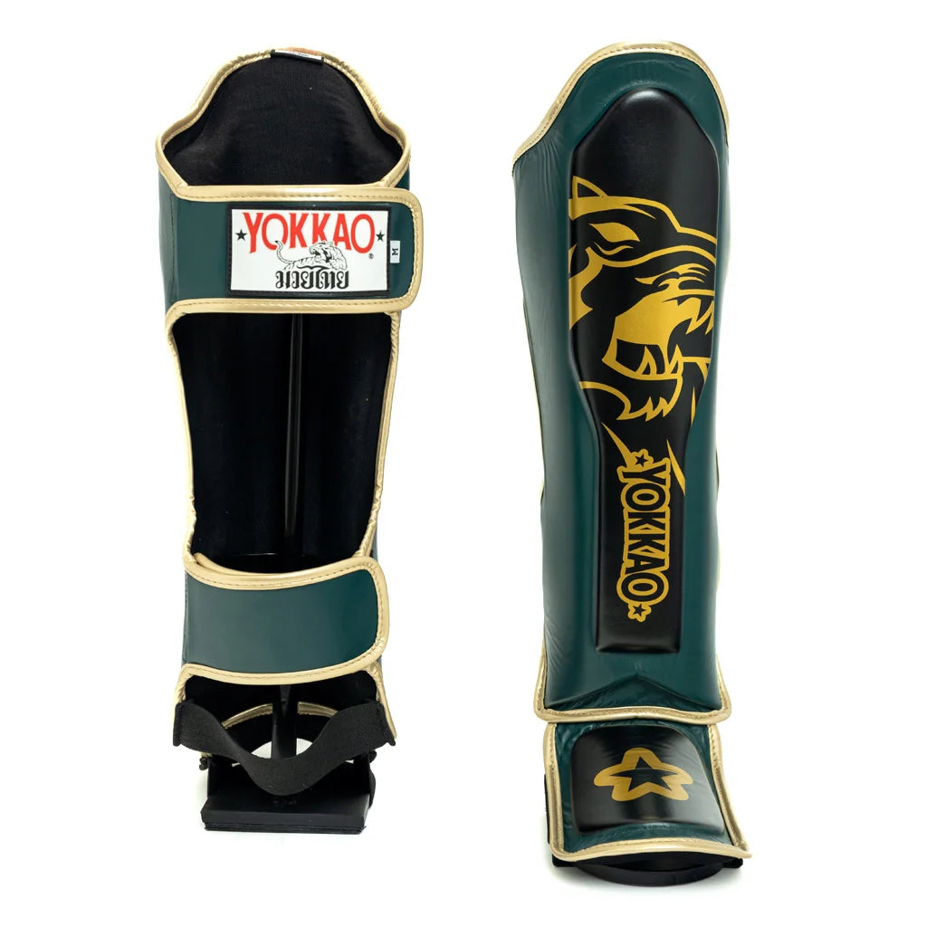 YOKKAO - Original Shin Guards Gold (Forest Green)