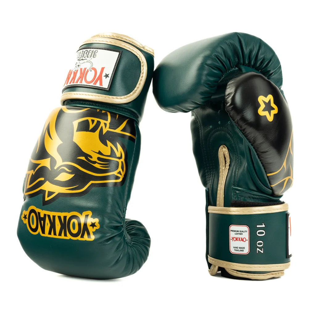 YOKKAO - Original Boxing Gloves Gold (Forest Green)